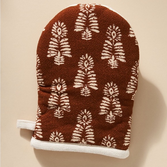 Anthro Trudy Block Print Mini Oven Mitt - Rust Color - Picture 2 of 2
